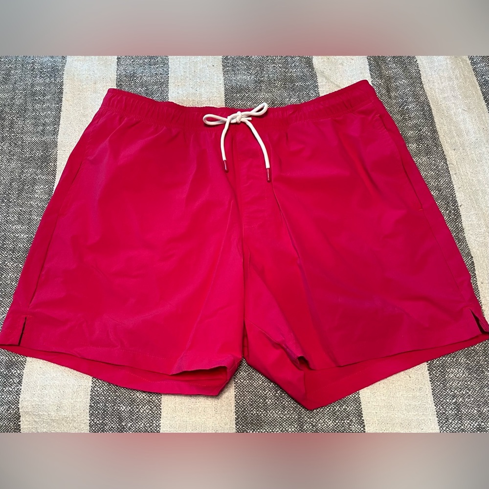 Men’s GAP Bright Hot Pink Swim Shorts SZ L Drawstring 
Back Pocket Side Pockets